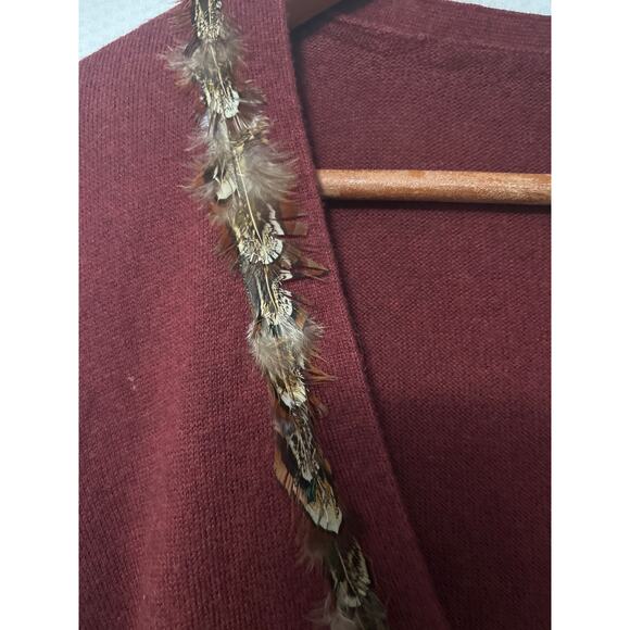 Calvin Klein Womens Cardigan Brown Fringe Trim Button Up Sweater Size Large - Picture 6 of 11